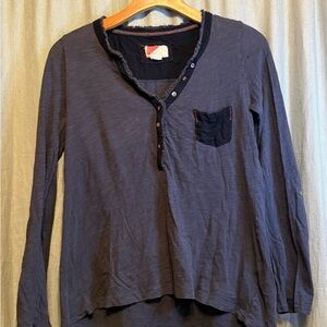 Anthropologie Navy Long Sleeve Top